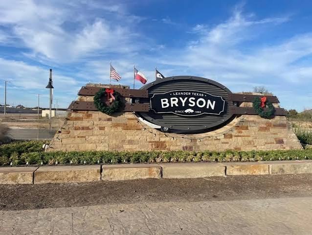 Bryson entrance sign in Leander, Texas