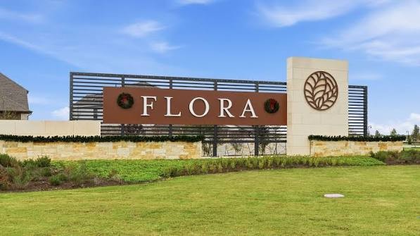 Flora entrance sign in Hutto, Texas