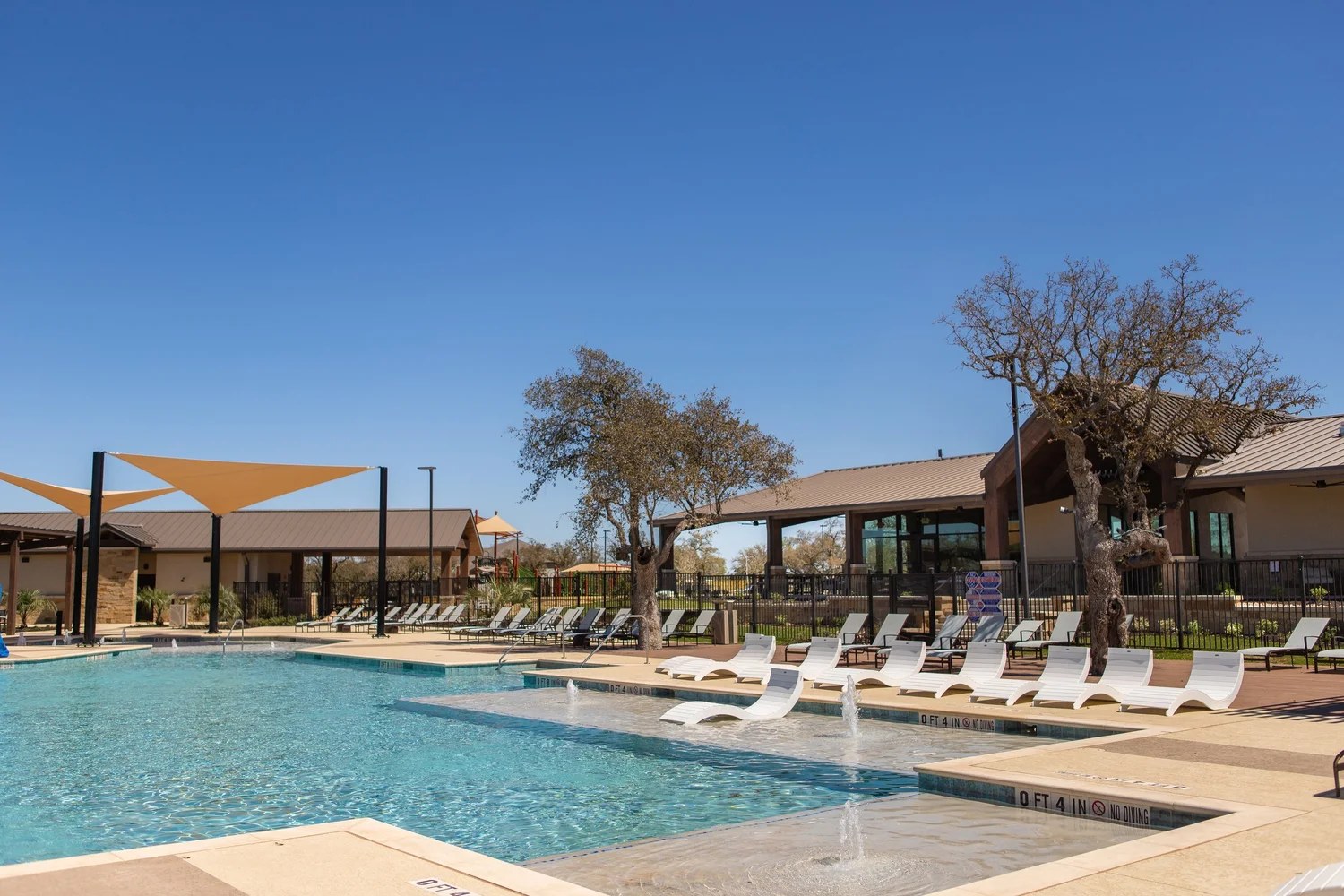 Resort-style pool and amenity center in Parkside on the River, Georgetown, Texas