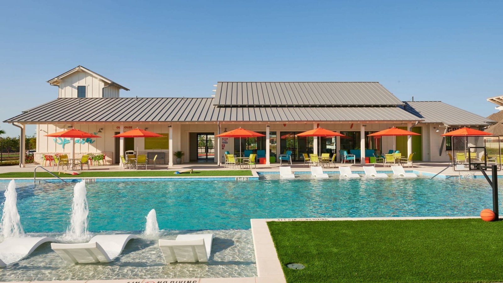 Resort-style pool and amenity center in Santa Rita Ranch, Liberty Hill, Texas